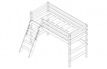 Кровать Соня вариант 6 полувысокая с наклонной лестницей Белый полупрозрачный в Саянском - sayanskij.mebel54.com | фото