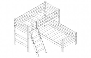 Кровать Соня вариант 8 угловая с наклонной лестницей Белый полупрозрачный в Саянском - sayanskij.mebel54.com | фото