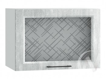 Либерти Шкаф верхний горизонтальный со стеклом ШВГС 609 (Холст грей/корпус белый) в Саянском - sayanskij.mebel54.com | фото