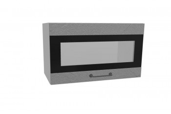 Лофт ПГСФ 600 шкаф верхний горизонтальный со стеклом и фотопечатью (Штукатурка серая/корпус Серый) в Саянском - sayanskij.mebel54.com | фото