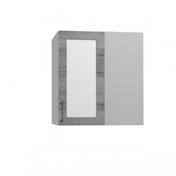 Лофт ПУС 650 шкаф верхний угловой со стеклом (Дуб цикорий/корпус Серый) в Саянском - sayanskij.mebel54.com | фото