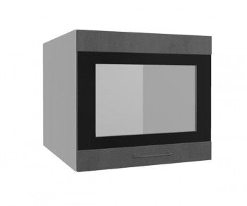 Лофт ВПГСФ 500 шкаф верхний горизонтальный со стеклом высокий с фотопечатью (Бетон темный/корпус Серый) в Саянском - sayanskij.mebel54.com | фото