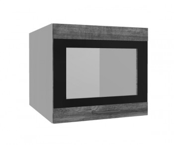 Лофт ВПГСФ 500 шкаф верхний горизонтальный со стеклом высокий с фотопечатью (Дуб бурый/корпус Серый) в Саянском - sayanskij.mebel54.com | фото