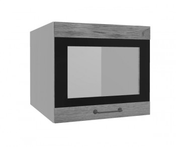 Лофт ВПГСФ 500 шкаф верхний горизонтальный со стеклом высокий с фотопечатью (Дуб цикорий/корпус Серый) в Саянском - sayanskij.mebel54.com | фото