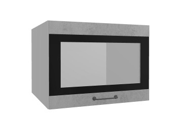 Лофт ВПГСФ 600 шкаф верхний горизонтальный со стеклом высокий с фотопечатью (Бетон светлый/корпус Серый) в Саянском - sayanskij.mebel54.com | фото