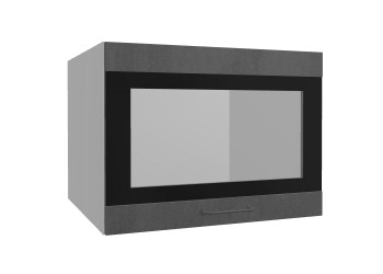 Лофт ВПГСФ 600 шкаф верхний горизонтальный со стеклом высокий с фотопечатью (Бетон темный/корпус Серый) в Саянском - sayanskij.mebel54.com | фото