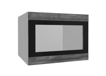 Лофт ВПГСФ 600 шкаф верхний горизонтальный со стеклом высокий с фотопечатью (Дуб бурый/корпус Серый) в Саянском - sayanskij.mebel54.com | фото