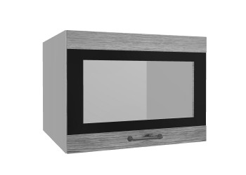 Лофт ВПГСФ 600 шкаф верхний горизонтальный со стеклом высокий с фотопечатью (Дуб майский/корпус Серый) в Саянском - sayanskij.mebel54.com | фото