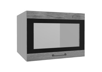 Лофт ВПГСФ 600 шкаф верхний горизонтальный со стеклом высокий с фотопечатью (Дуб цикорий/корпус Серый) в Саянском - sayanskij.mebel54.com | фото