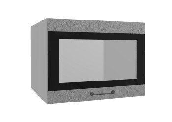 Лофт ВПГСФ 600 шкаф верхний горизонтальный со стеклом высокий с фотопечатью (Штукатурка серая/корпус Серый) в Саянском - sayanskij.mebel54.com | фото