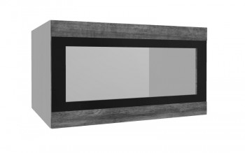 Лофт ВПГСФ 800 шкаф верхний горизонтальный со стеклом высокий с фотопечатью (Дуб бурый/корпус Серый) в Саянском - sayanskij.mebel54.com | фото