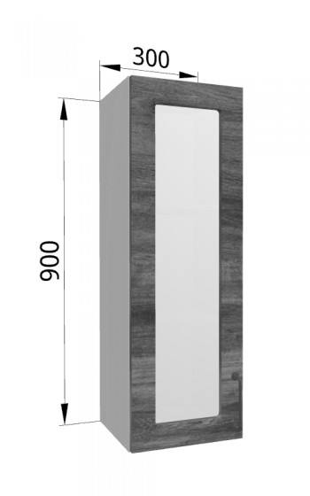 Лофт ВПС 300 шкаф верхний со стеклом высокий (Дуб бурый/корпус Серый) в Саянском - sayanskij.mebel54.com | фото