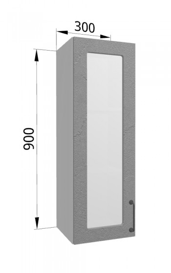 Лофт ВПС 300 шкаф верхний со стеклом высокий (Штукатурка серая/корпус Серый) в Саянском - sayanskij.mebel54.com | фото