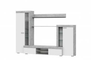Мебель для гостиной МГС 5 Цемент светлый / Белый в Саянском - sayanskij.mebel54.com | фото