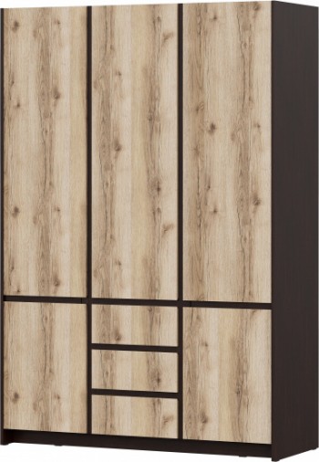 Модульная система "Прага" Шкаф для одежды трехстворчатый Дуб Венге/Дуб Делано в Саянском - sayanskij.mebel54.com | фото