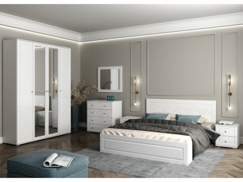 Модульная спальня Барселона (Белый/Белый глянец) в Саянском - sayanskij.mebel54.com | фото