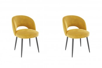 Набор стульев Моли 2 шт (жёлтый велюр/черный) в Саянском - sayanskij.mebel54.com | фото
