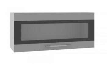 Норд ШВГС 800 Шкаф верхний горизонтальный со стеклом (Софт черный/корпус Белый) в Саянском - sayanskij.mebel54.com | фото