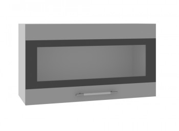 Олива ВПГСФ 800 Шкаф верхний горизонтальный со стеклом с фотопечатью высокий (Снег глянец/корпус Серый) в Саянском - sayanskij.mebel54.com | фото