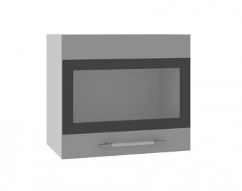 Ройс ВПГСФ 500 Шкаф верхний горизонтальный со стеклом с фотопечатью высокий (Белый софт/корпус Серый) в Саянском - sayanskij.mebel54.com | фото