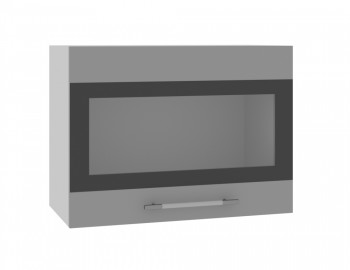 Ройс ВПГСФ 600 Шкаф верхний горизонтальный со стеклом с фотопечатью высокий (Белый софт/корпус Серый) в Саянском - sayanskij.mebel54.com | фото