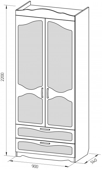 Шкаф 2-х створчатый с ящиками серии Иллюзия 08 Шоколад в Саянском - sayanskij.mebel54.com | фото