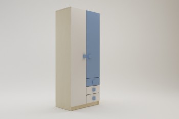 Шкаф 2-х створчатый с ящиками Скай (Синий/Белый/корпус Клен) в Саянском - sayanskij.mebel54.com | фото