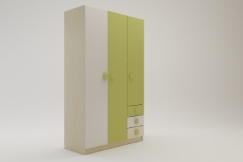 Шкаф 3-х створчатый с ящиками Эппл (Зеленый/Белый/корпус Клен) в Саянском - sayanskij.mebel54.com | фото