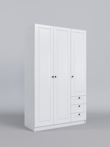 Шкаф 3-х створчатый с ящиками Классика (Белый/корпус Выбеленное дерево) в Саянском - sayanskij.mebel54.com | фото