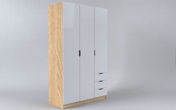 Шкаф 3-х створчатый с ящиками Лофт (Белый/корпус Дуб Сонома) в Саянском - sayanskij.mebel54.com | фото