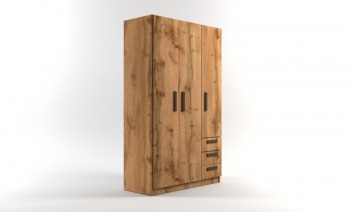 Шкаф 3-х створчатый с ящиками Шервуд (Дуб Вотан) в Саянском - sayanskij.mebel54.com | фото
