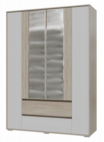 Шкаф 4-х дверный с ящиками Мальта 1600 Дуб сонома/Рамух белый в Саянском - sayanskij.mebel54.com | фото