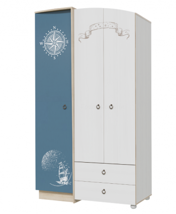 Шкаф для одежды Бриз 1200 Дуб ривьера/ Рамух белый/синий в Саянском - sayanskij.mebel54.com | фото