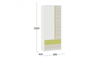 Шкаф для одежды комбинированный «Сканди» Дуб Гарден/Белый/Зеленый в Саянском - sayanskij.mebel54.com | фото