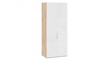 Шкаф для одежды с 2 глухими дверями «Эмбер» Яблоня Беллуно/Белый глянец в Саянском - sayanskij.mebel54.com | фото