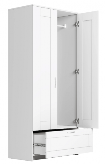 Шкаф двухдверный Сириус с 1 ящиком белый в Саянском - sayanskij.mebel54.com | фото