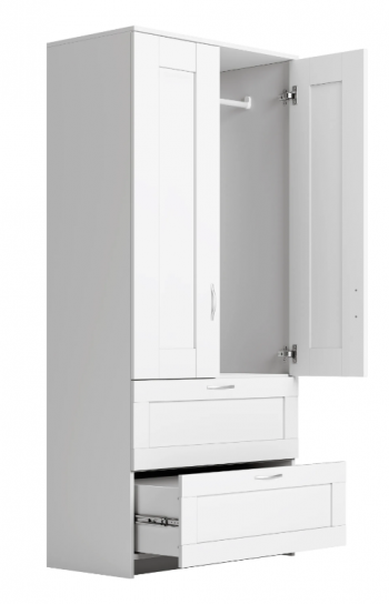 Шкаф двухдверный Сириус с 2 ящиками белый в Саянском - sayanskij.mebel54.com | фото