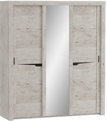 Шкаф трехдверный Соренто с раздвижными дверями Дуб бонифаций/Кофе структурный матовый в Саянском - sayanskij.mebel54.com | фото