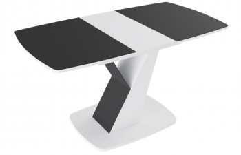 Стол обеденный «Гарда» Тип 1 (Белый/Стекло матовое черный графит) в Саянском - sayanskij.mebel54.com | фото