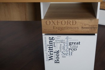 Стол с ящиками «Оксфорд» (Ривьера/Белый с рисунком) в Саянском - sayanskij.mebel54.com | фото